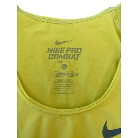 Nike Pro Combat Yellow Women's Sleeveless Crew Neck Tank Top Size Large - Picture 3 of 3